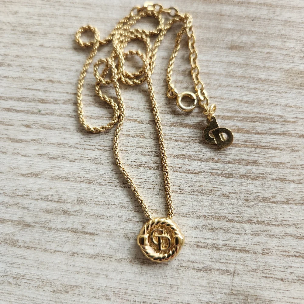 Dior Gold-Tone CD Medallion Necklace - Gold - Picture 2 of 2